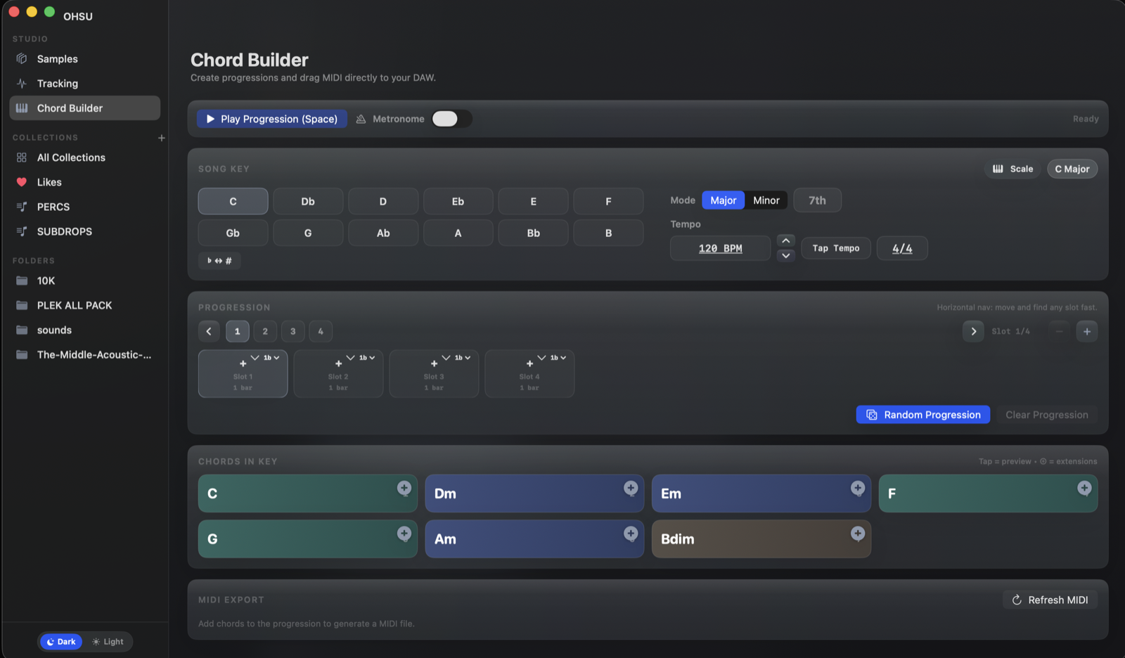 OHSU Chord Builder interface